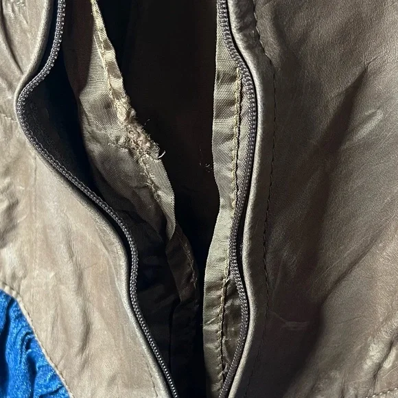 Vintage Danna Strapless Leather and Denim Drop Waist Ruffle Tiered Mini Dress - Picture 6 of 7